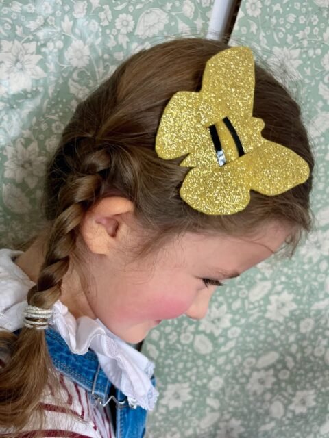 barrette papillon dorée