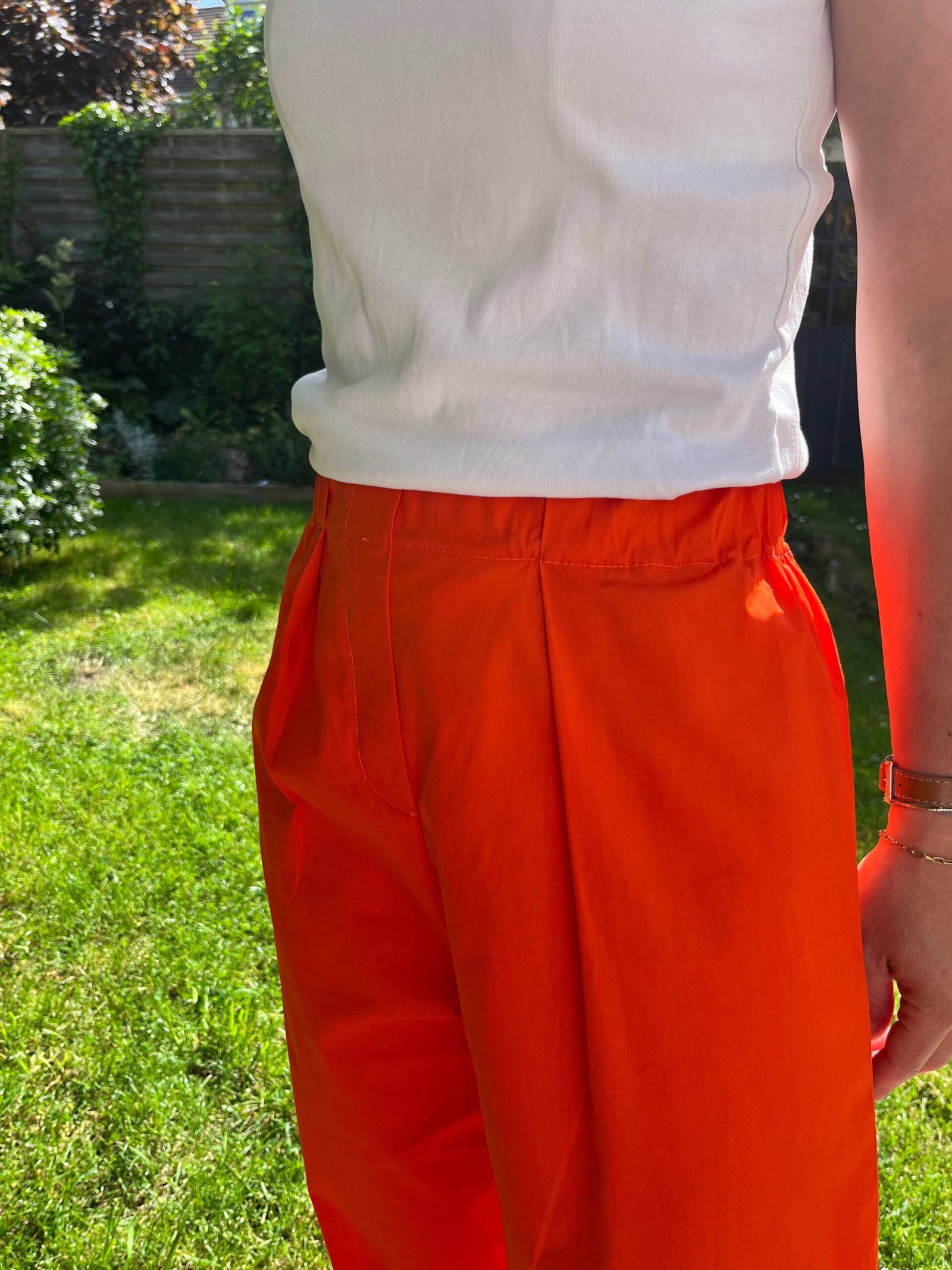 Georgette orange – Pantalon coupe large tissu orange pep's – By Mésange fait main France