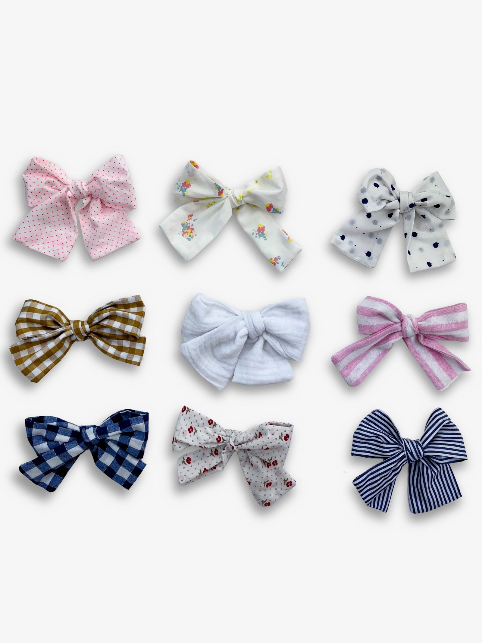 Barrette double gaze – barrette gros nœud double gaze blanche, pince crocodile – By Mésange fait main France