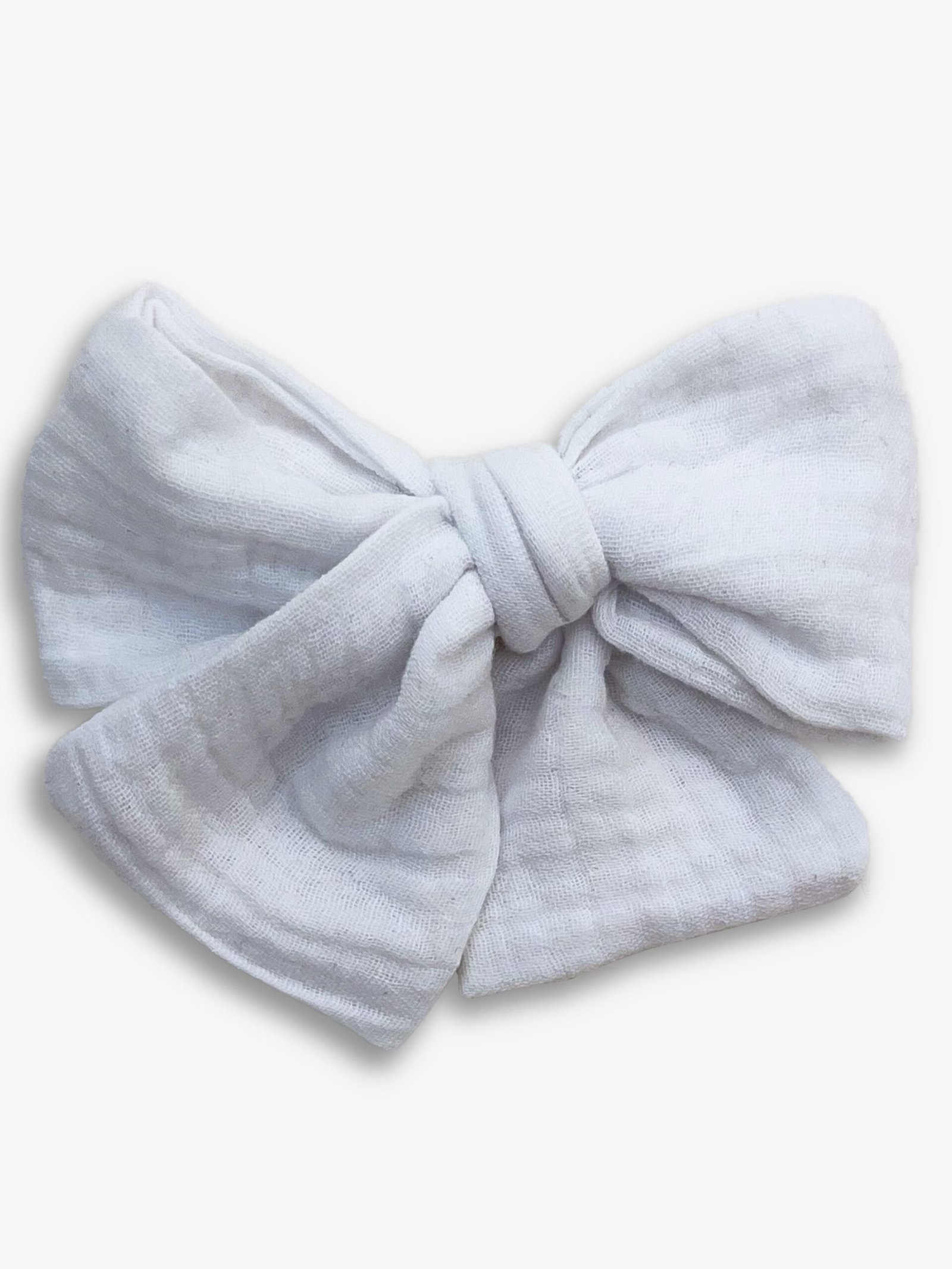 Barrette double gaze – barrette gros nœud double gaze blanche, pince crocodile – By Mésange fait main France