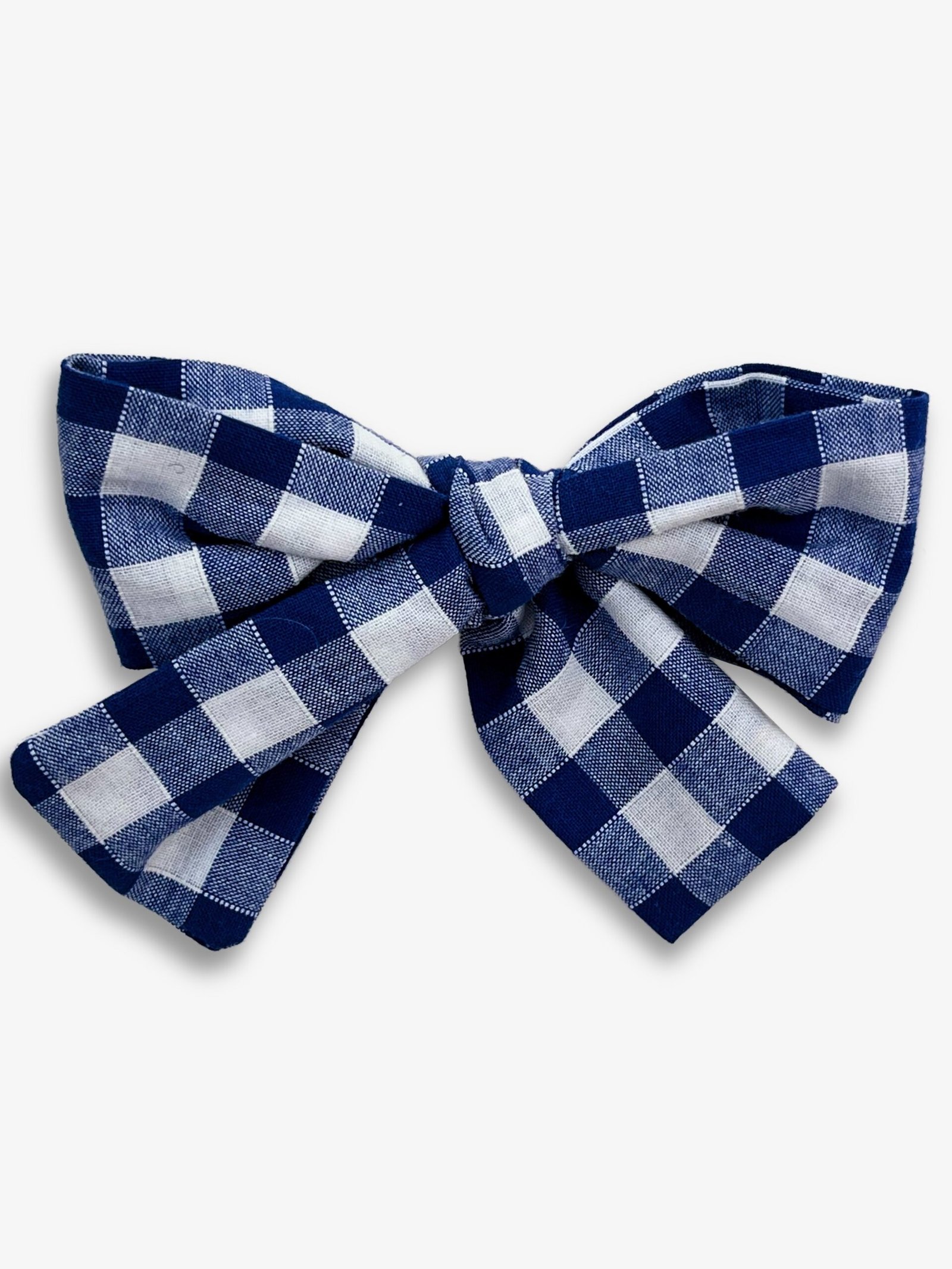 Barrette vichy bleu – barrette gros nœud vichy bleu, pince crocodile – By Mésange fait main France